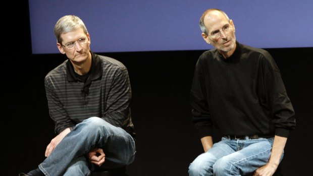 The situation at Uber is a bit like the handover at Apple from the late Steve Jobs (right) to Tim Cook.