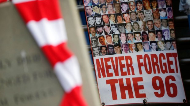 Tributes are placed at Hillsborough stadium on Wednesday.