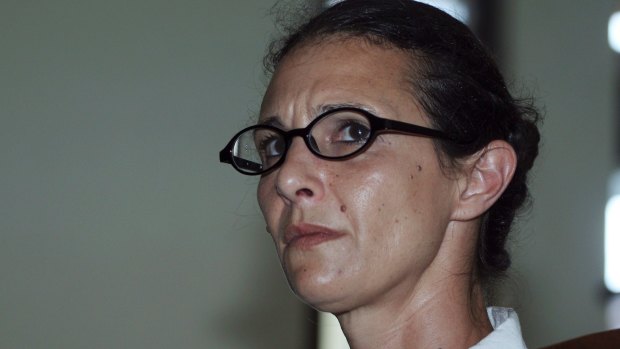 Australian Sara Connor sits during a court appearance in Bali.