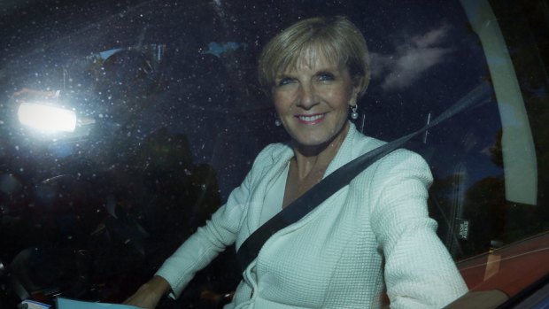 Foreign Minister Julie Bishop arrives at Parliament House for a two-day Cabinet meeting.
