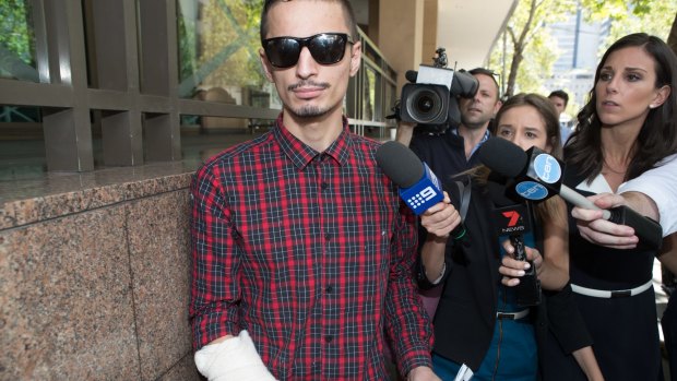 Angelo Gargasoulas leaves Melbourne Magistrates Court on February 2.
