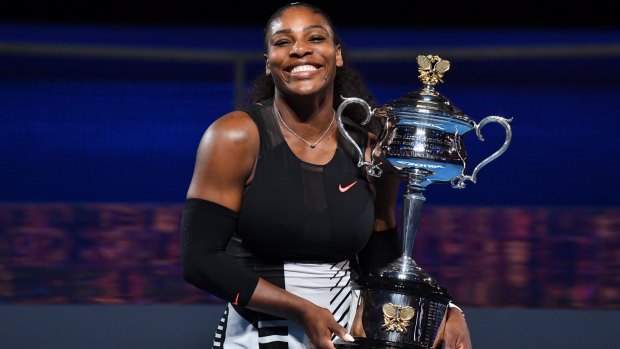 Champion: Serena Williams with the Australian Open trophy.