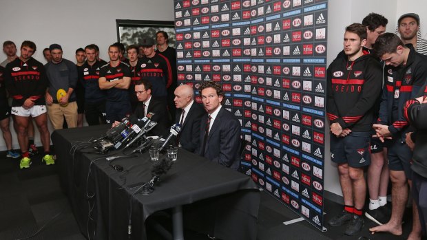 The end: James Hird addresses the media on Tuesday afternoon.