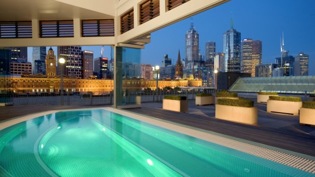 Melbourne's skyline, as seen from the Chuan Jacuzzi at The Langham.
