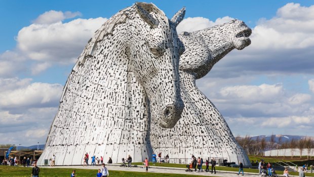 The 30-metre-high Kelpies Sculpture by Andy Scott lays claim to being the world's largest equine statue.
