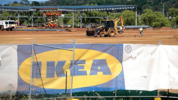  Work progresses at the Canberra Ikea store worksite at Majura Park.  