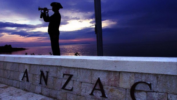 Poignant place: Australian Army bugler David Shadforth rehearses the
Last Post at the new Anzac Commemorative Site.