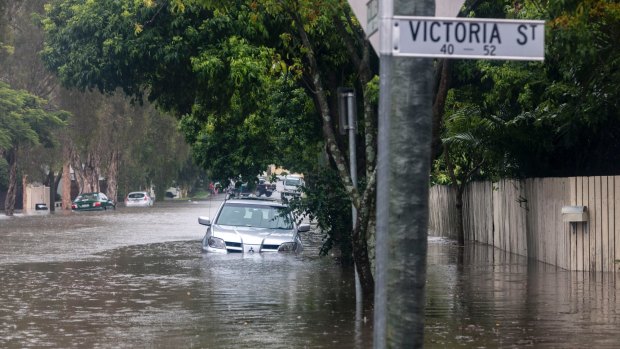 Rain from ex-cyclone Debbie floods Windsor.