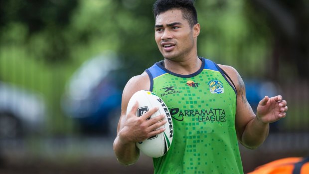"I've got my head right this time": Kirisome Auva'a trains with Parramatta before his return to the game on Sunday.