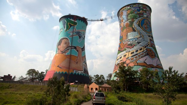 The brightly painted cooling towers of the Orlando Power Station in Soweto.