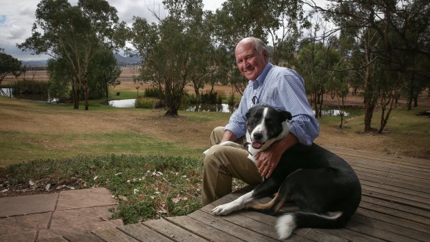 Tony Windsor and his dog Mack, at his home in Werris Creek.