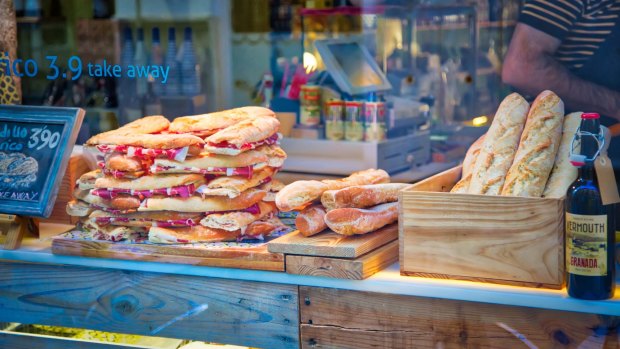 While in Granada, grab yourself a famous Spanish jamon sandwich.