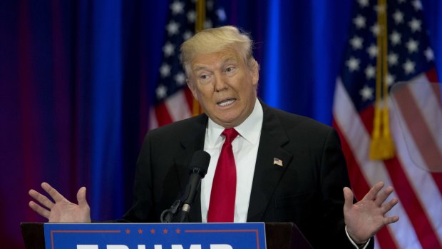 Republican presidential candidate Donald Trump speaks in New York.