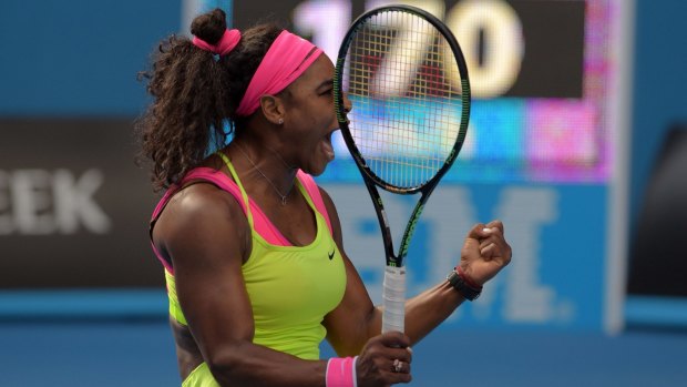 Serena Williams celebrates her win.