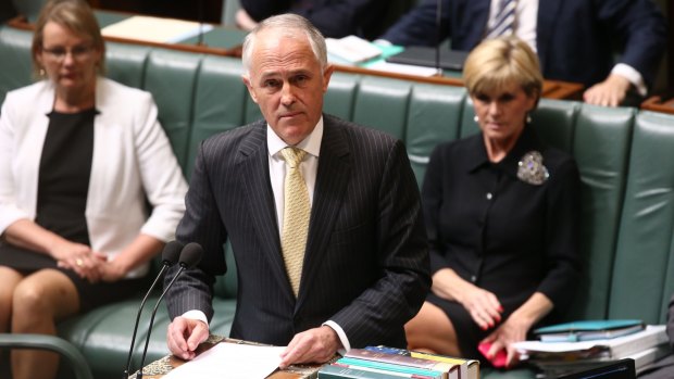 "The terrorists want us to bend to their will, to be frightened...": Prime Minister Malcolm Turnbull speaks about the Paris attacks during question time on Monday.