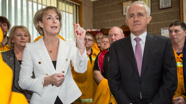 Employment Minister Michaelia Cash and Prime Minister Malcolm Turnbull at the Coldstream on Monday.