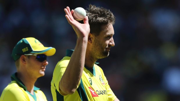Good haul: Australia's Andrew Tye after taking five wickets against England in the fifth ODI.