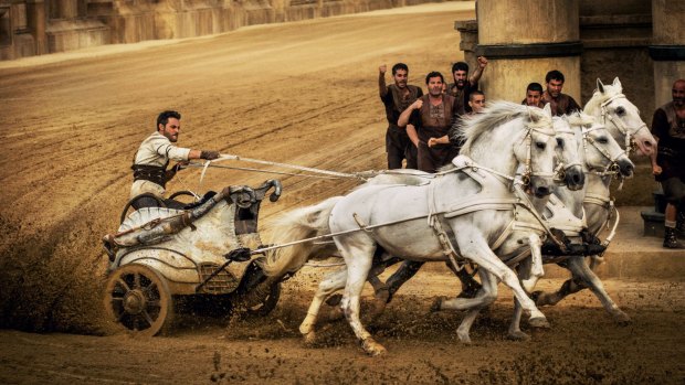 Feeling the power: Jack Huston as Judah Ben-Hur racing his chariot.