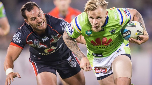 Canberra's Blake Austin takes on his old team the Wests Tigers this week. 
