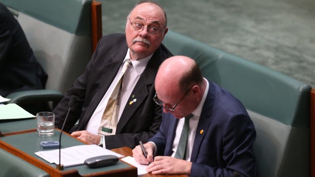 Liberal MP Warren Entsch, with colleague Trent Zimmerman, says fatigue has set in on gay marriage.