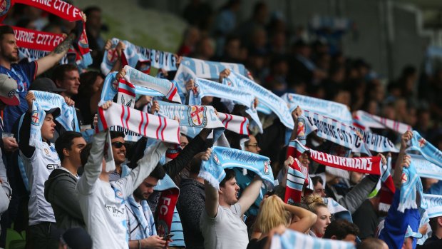 Blue for you: City fans in support at AAMI Park.