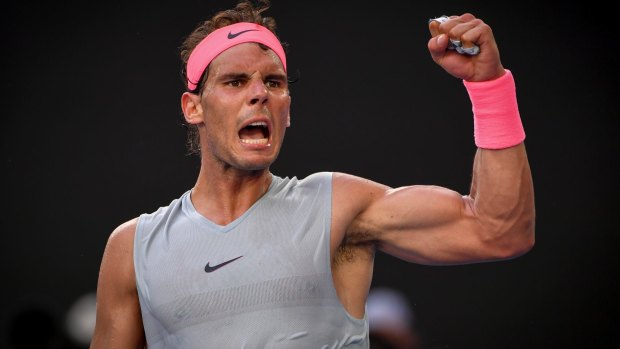 Gritty in pink: Top seed Rafael Nadal is through to the quarter-finals but only after a hard-earned win over a dogged Diego Schwartzman.