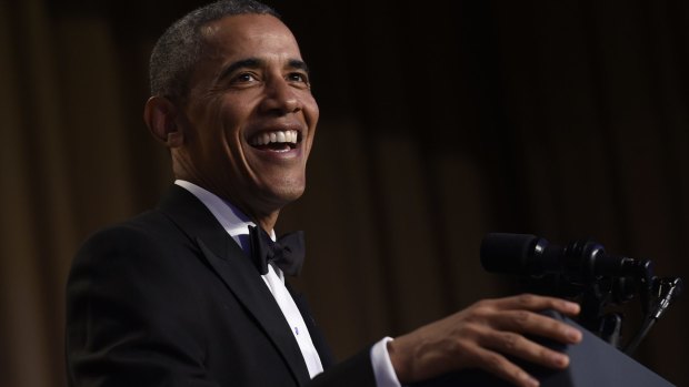 Barack Obama speaks at the dinner at the Washington Hilton.