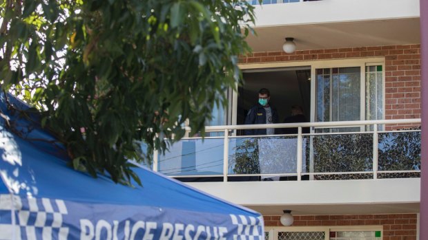 Bomb squad officers and heavily armed police searched a unit on Sproule Street, Lakemba, following the arrest of four men.