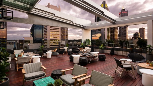 City views: The rooftop at QT Perth.