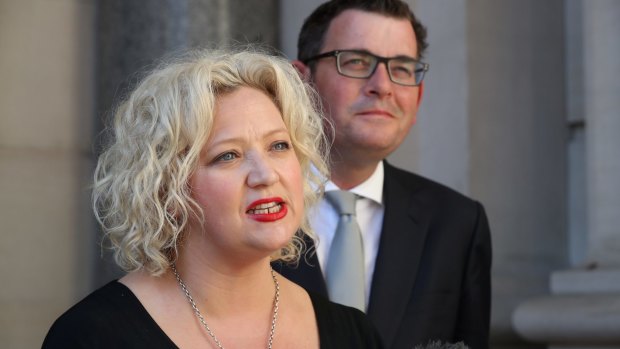 Health Minister Jill Hennessy with Premier Daniel Andrews.