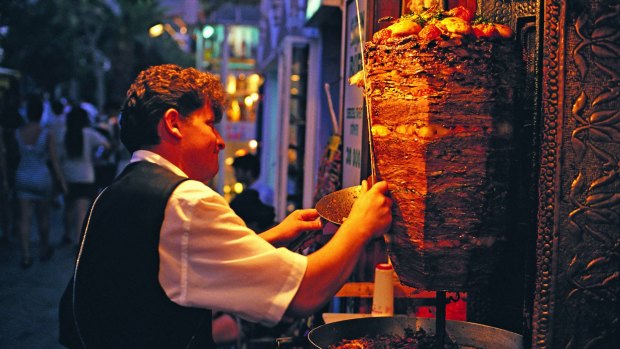 A street kebab seller in Istanbul.