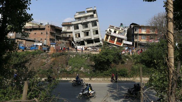 Damaged buildings in the capital Kathmandu.