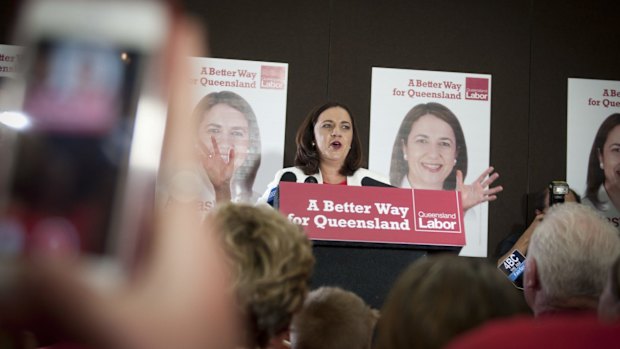 Labor leader Annastacia Palaszczuk addresses supporters.