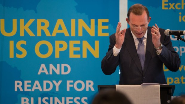 Tony Abbott speaks to members of the Australian Federation of Ukrainian Organisations.