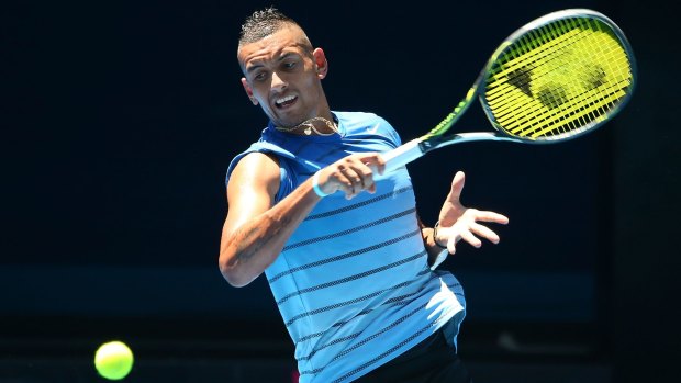 Nick Kyrgios has retired injured at the Kooyong Classic.