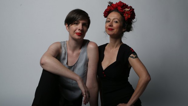 Michaela McGuire (left) and Marieke Hardy, both from Melbourne, are co-founders of the internationally successful event Women of Letters. 