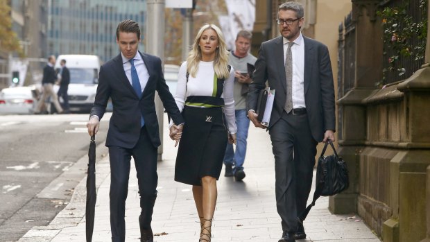 Keeping up appearances: Oliver Curtis and wife Roxy Jacenko arriving at his trial in the NSW Supreme Court. 