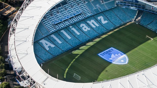 Sky blue: Sydney FC unveiled their new logo at Allianz Stadium.