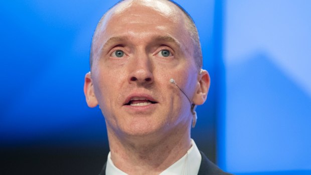 Carter Page, a former foreign policy adviser of Donald Trump, speaking in Moscow in 2016.