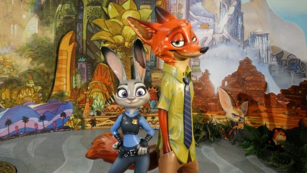 Ginnifer Goodwin voices Judy Hopps, left, and Jason Bateman voices Nick Wilde in <i>Zootopia</i>.