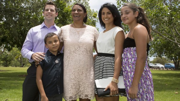 Peris when she was successfully endorsed as the Labor Party's top pic for the senate, with her family, Scott Appleton, son Jack and daughters Destiny and Jessica.