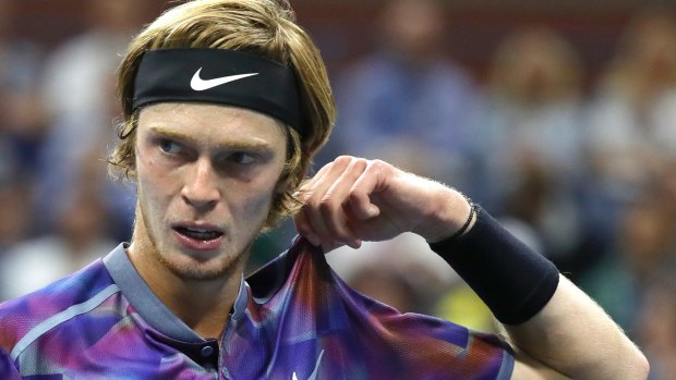 Andrey Rublev smiles quickly faded against Nadal.