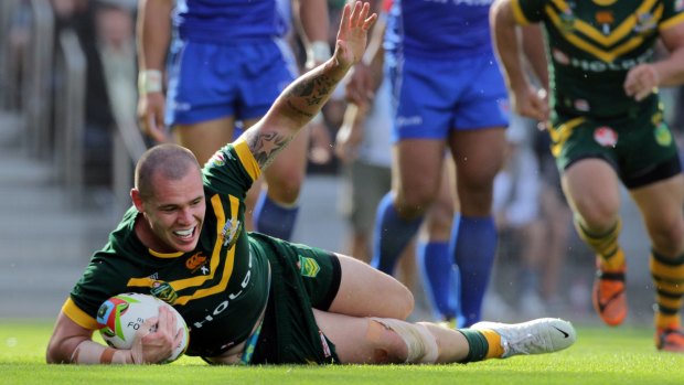 Big impression: David Klemmer has been strong since his introduction to the Kangaroos pack and scored in Sunday's win over Samoa.