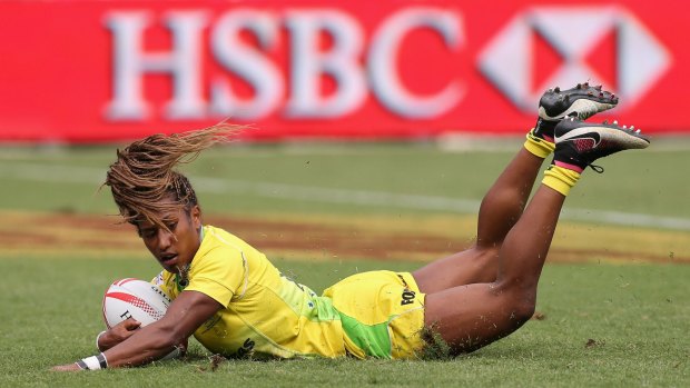 Try time: Ellia Green touches down against Ireland.