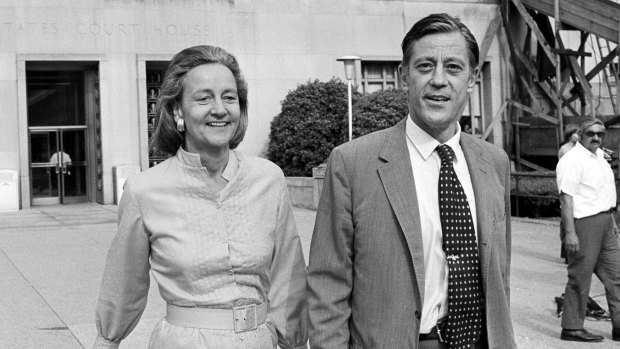 Katharine Graham, left, publisher of The Washington Post, and Ben Bradlee, executive editor of The Washington Post, leave U.S. District Court in Washington after getting the go-ahead to print the Pentagon papers on Vietnam. 