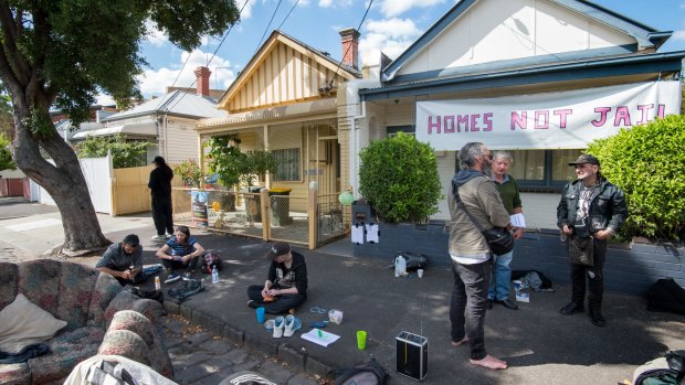 The sit-in protest in Collingwood on Thursday.