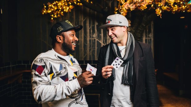 Canberra rapper Kayo Marbilus on the 'After Party' set at Treehouse with Nomad the magician.