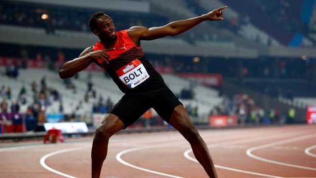 LONDON, ENGLAND - JULY 22:  Usain Bolt of Jamaica celebrates after winning the mens 200m during Day One of the Muller Anniversary Games at The Stadium - Queen Elizabeth Olympic Park on July 22, 2016 in London, England.  (Photo by Christopher Lee/Getty Images )