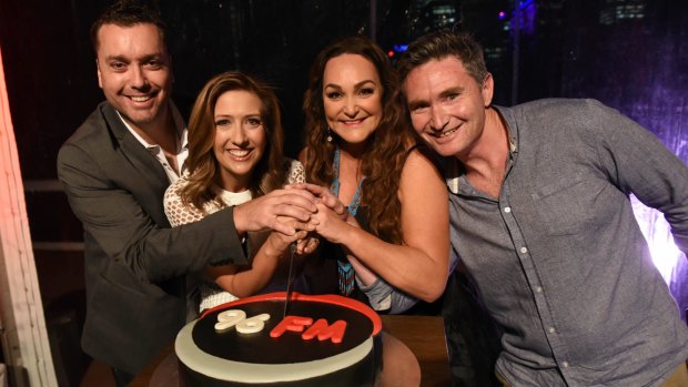 96FM hosts Brad Fitzgerald, Carmen Braidwood, Kate Langbroek and Dave Hughes celebrate the station's relaunch.