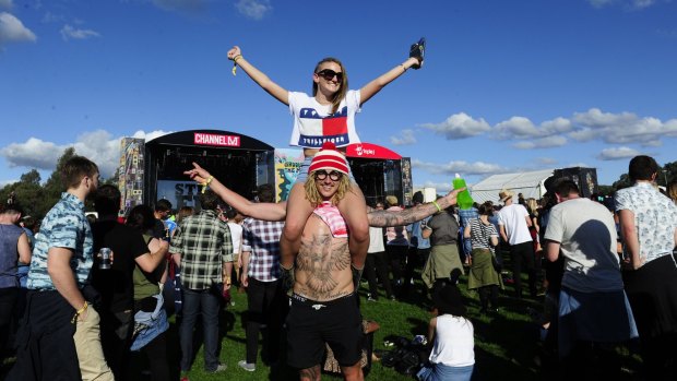 Festival fun: Jared McGuire and Chloe Davidson at last year's Groovin the Moo in Canberra. 